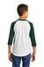 Sport-Tek YT200 Youth 3/4 Sleeve Crewneck T-Shirt White/Forest Green Model Back