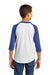 Sport-Tek YT200 Youth 3/4 Sleeve Crewneck T-Shirt White/Royal Blue Model Back