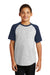 Sport-Tek YT201 Youth Short Sleeve Crewneck T-Shirt Heather Grey/Navy Blue Model Front