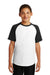 Sport-Tek YT201 Youth Short Sleeve Crewneck T-Shirt White/Black Model Front