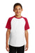 Sport-Tek YT201 Youth Short Sleeve Crewneck T-Shirt White/Red Model Front