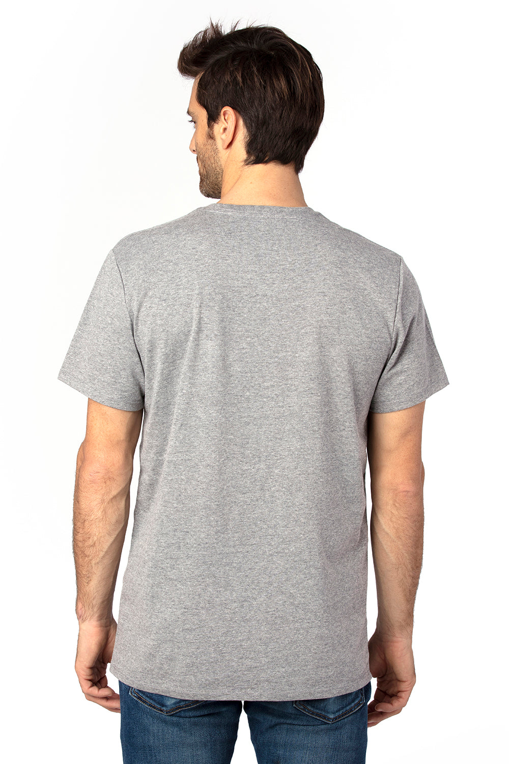 Threadfast Apparel 100A Mens Ultimate Short Sleeve Crewneck T-Shirt Heather Grey Back