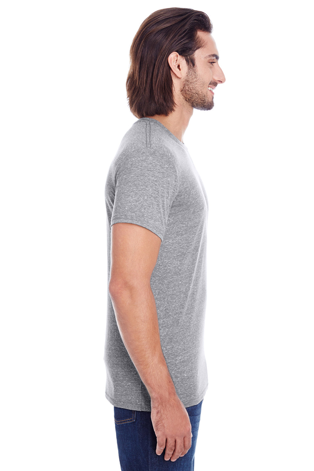 Threadfast Apparel 102A Mens Short Sleeve Crewneck T-Shirt Grey Side