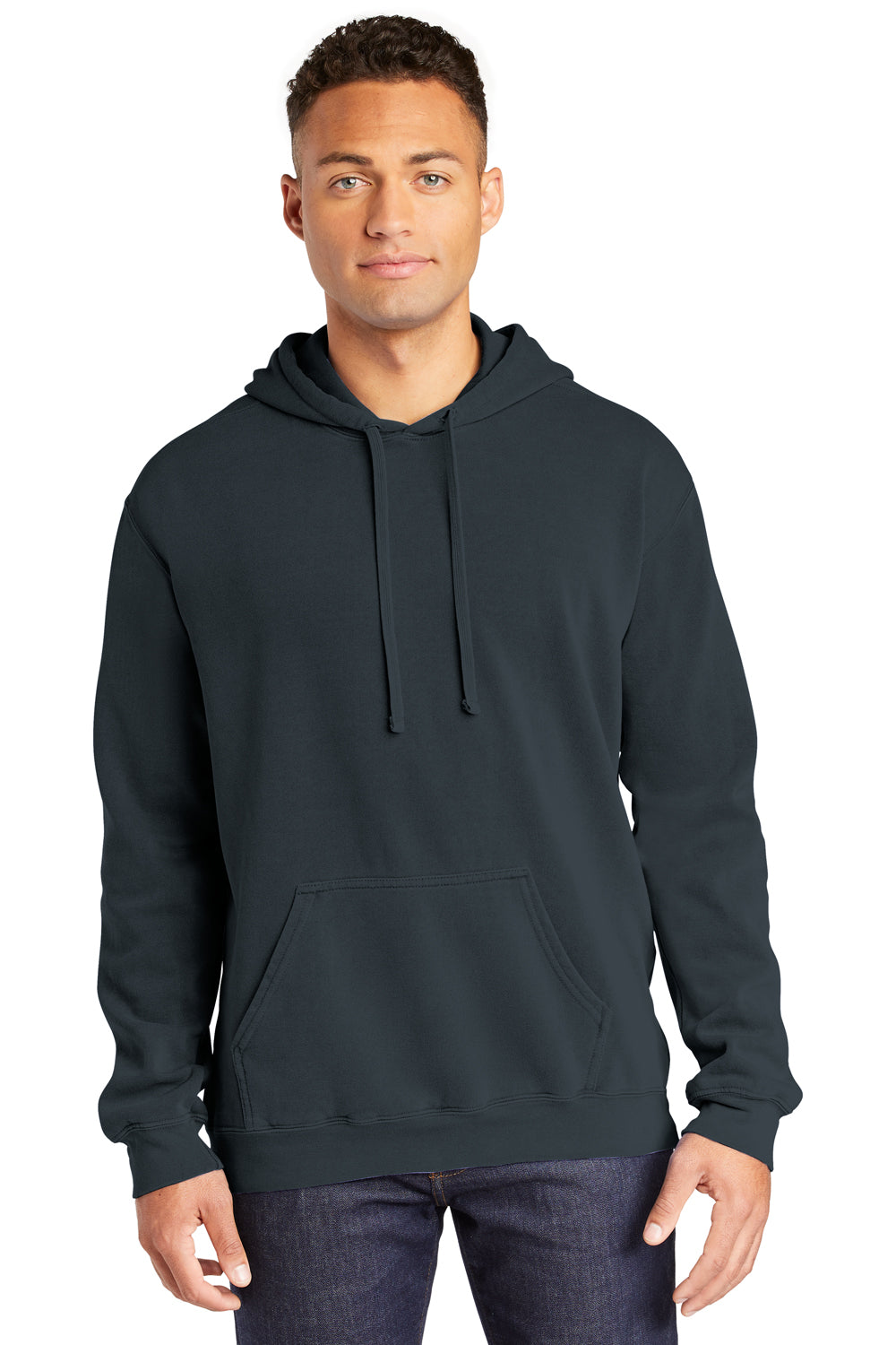 Comfort Colors 1567 Mens Denim Blue Hooded Sweatshirt Hoodie