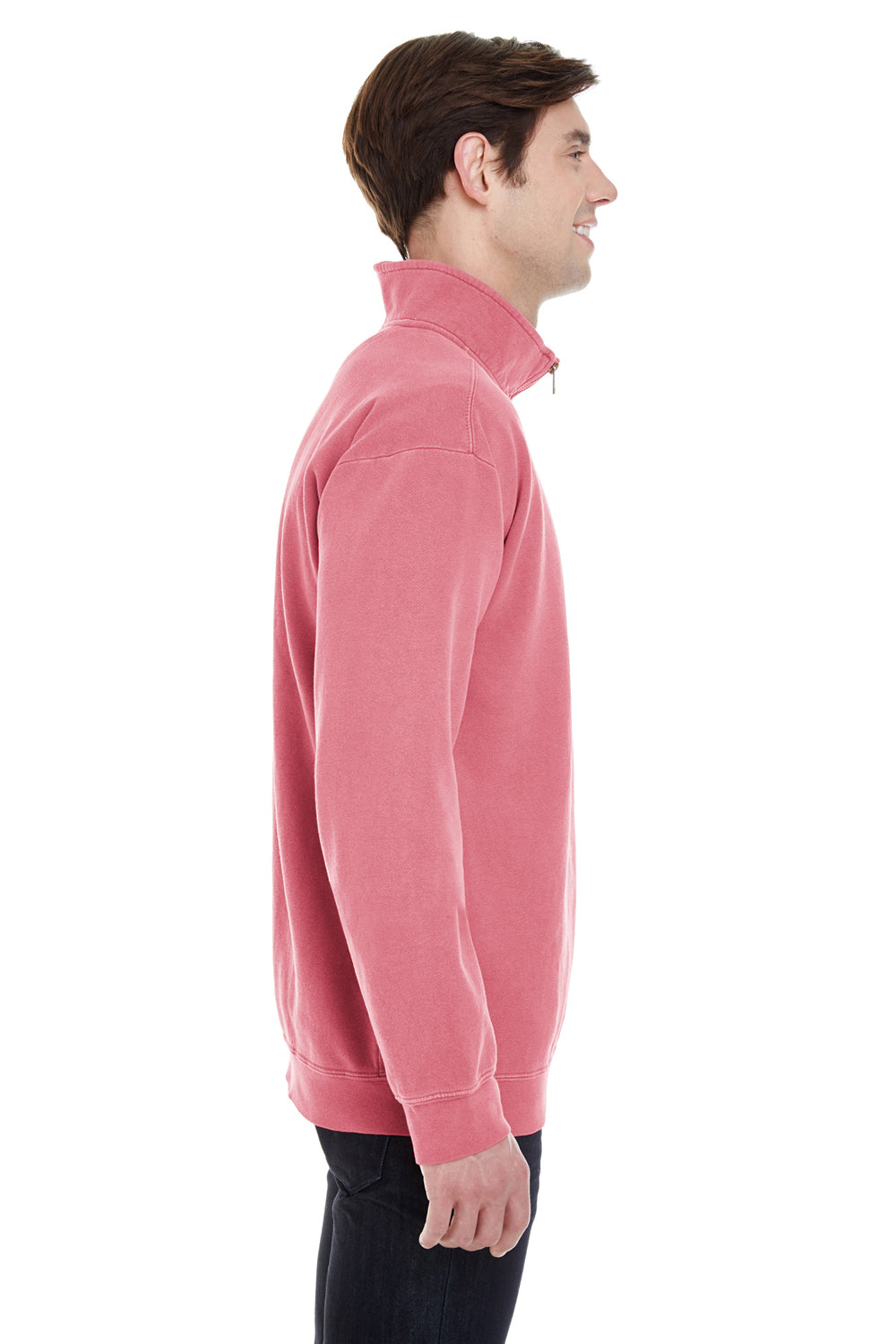 Comfort Colors 1580 Mens Crimson Red 1/4 Zip Sweatshirt