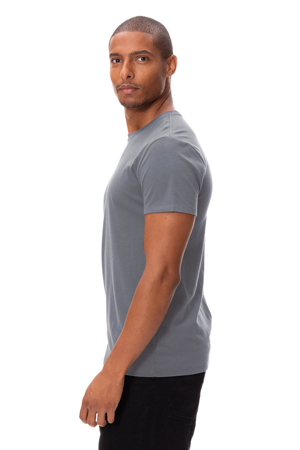 Threadfast Apparel 180A Mens Ultimate Short Sleeve Crewneck T-Shirt Smoke Grey Side