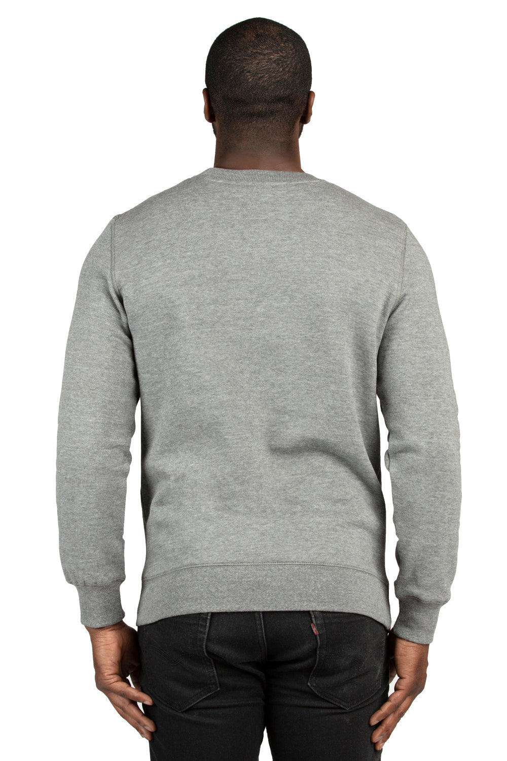 Threadfast Apparel 320C Mens Ultimate Fleece Crewneck Sweatshirt Heather Grey Back