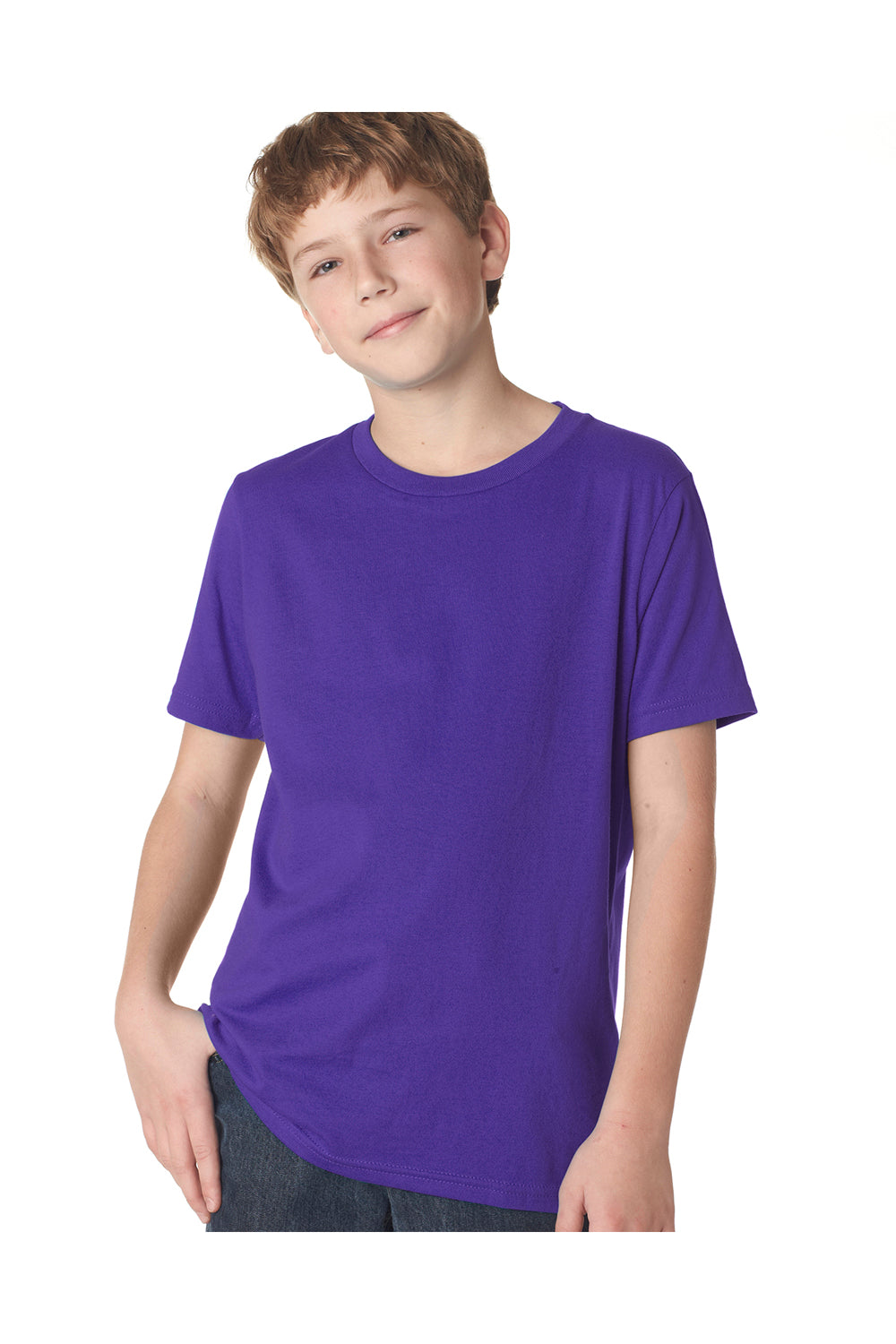 Next Level Youth Fine Jersey Short Sleeve Crewneck T-Shirt - Purple Rush