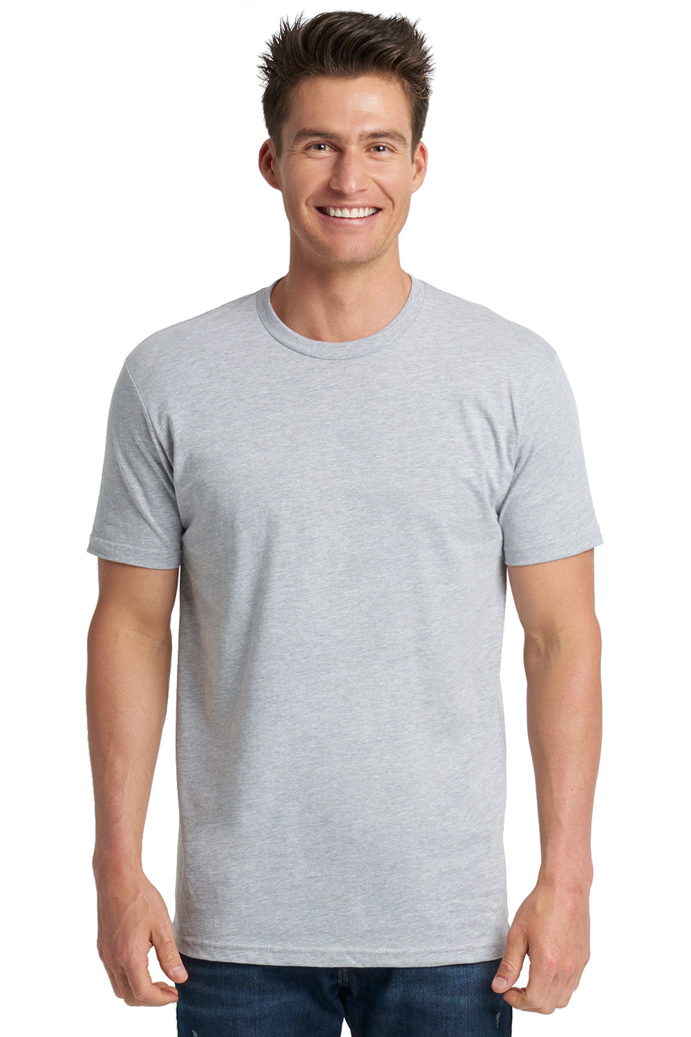 Next Level 3600 Mens Fine Jersey Short Sleeve Crewneck T-Shirt Heather Grey Front