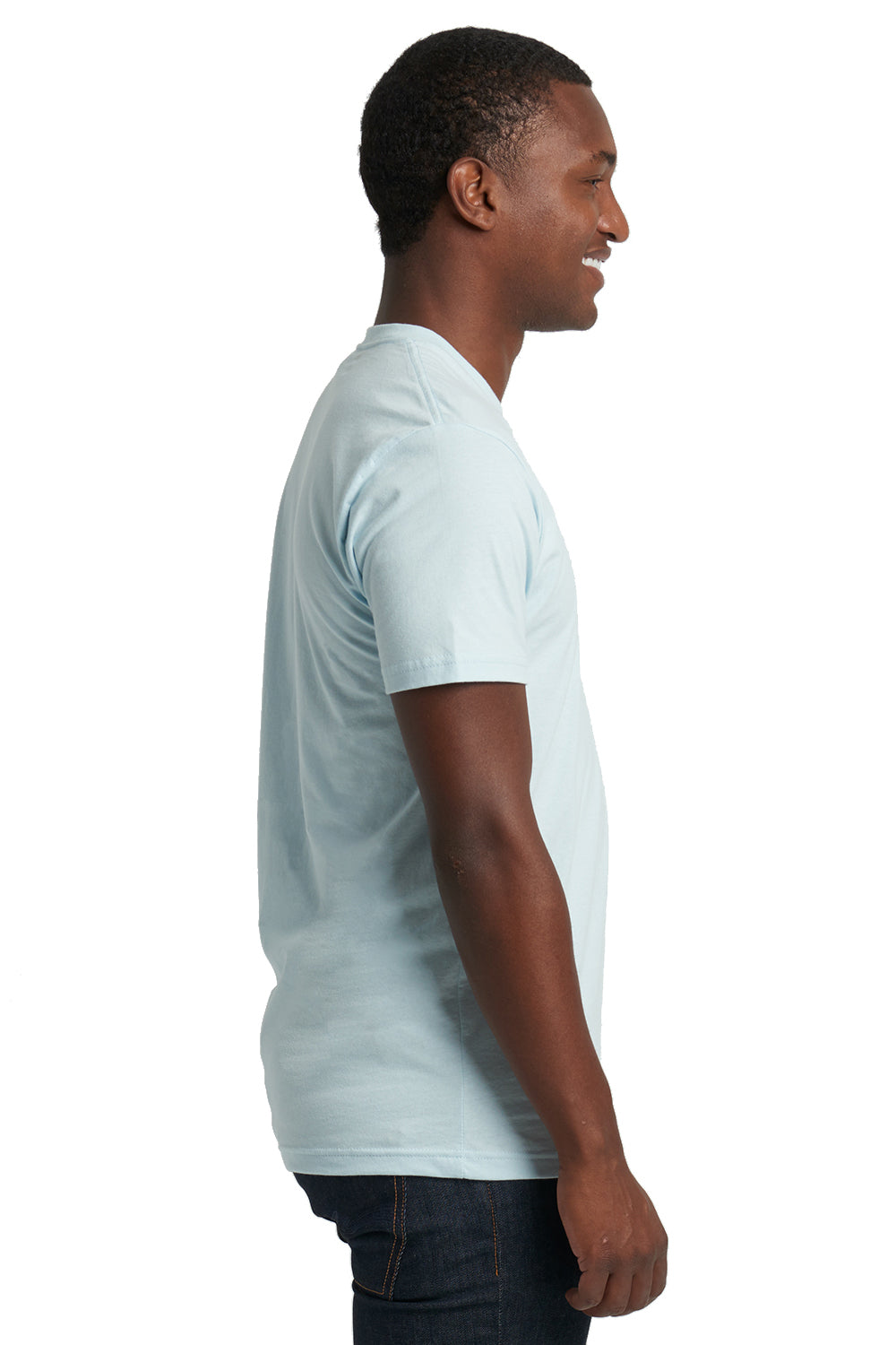 Next Level 3600 Mens Fine Jersey Short Sleeve Crewneck T-Shirt Light Blue Side