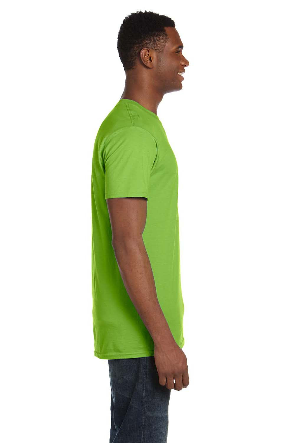 Hanes 4980 Mens Nano-T Short Sleeve Crewneck T-Shirt Lime Green Side