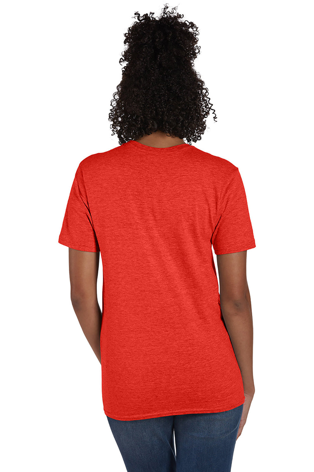Hanes 4980 Mens Nano-T Short Sleeve Crewneck T-Shirt Heather Poppy Red Back