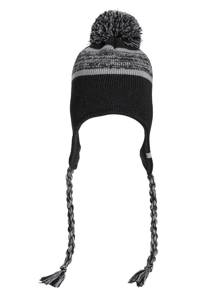 J America 5007JA Mens Backcountry Knit Pom Beanie Black Front