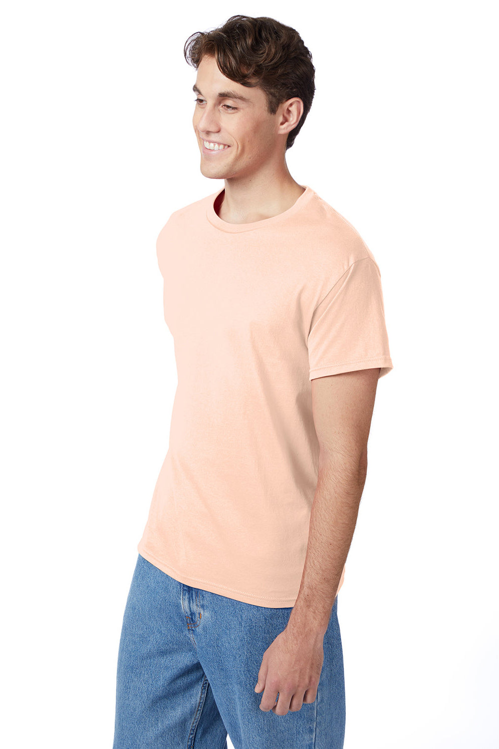 Hanes comfortsoft Pale Pink Crew Neck Shirt with Charcoal Heather