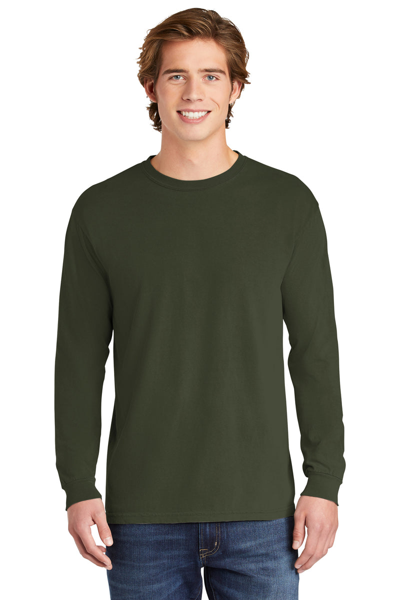 — 6014/C6014 Sleeve Comfort Hemp Crewneck Long Green Colors Mens T-Shirt