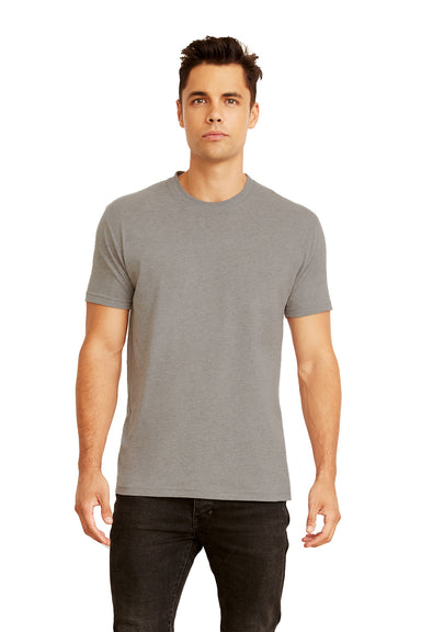 Next Level 6410 Mens Sueded Jersey Short Sleeve Crewneck T-Shirt Heather Dark Grey Front