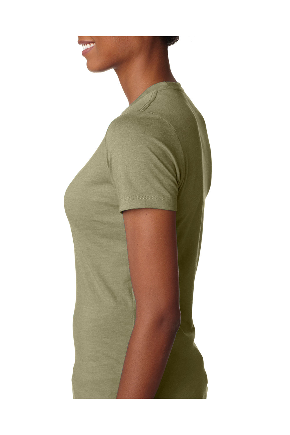 Next Level 6610 Womens CVC Jersey Short Sleeve Crewneck T-Shirt Light Olive Green Side