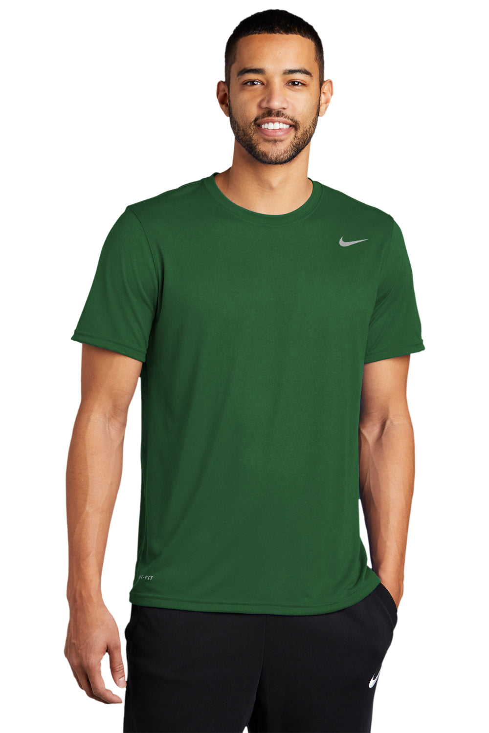 Nike 727982 Crewneck Sleeve Short Dri-Fit Wicking T-Shirt Mens Moisture Gorge Green Legend —