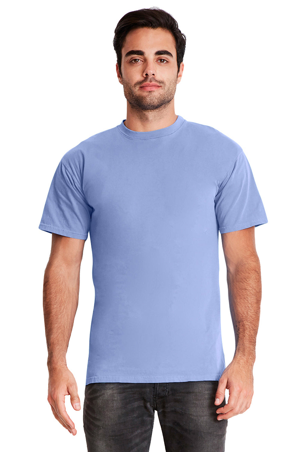 Next Level 7410 Mens Inspired Dye Jersey Short Sleeve Crewneck T-Shirt Periwinkle Blue Front