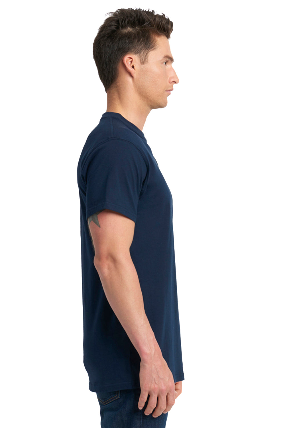 Next Level 7410S Mens Power Short Sleeve Crewneck T-Shirt Navy Blue Side