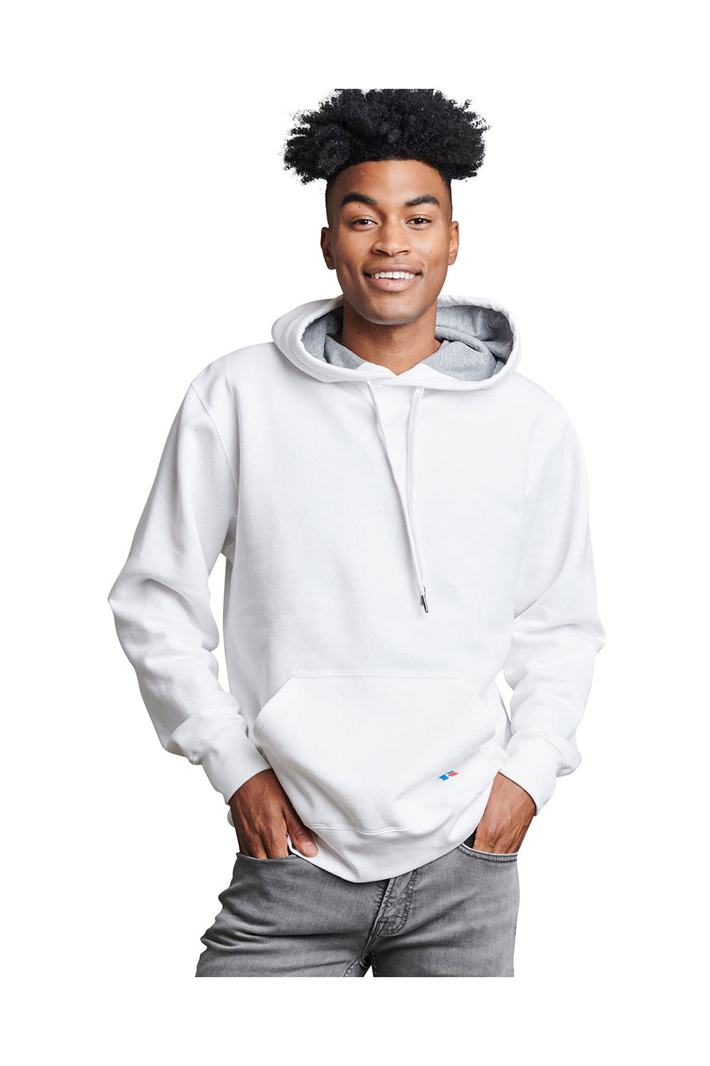 Russell Athletic 82ONSM Mens White Classic Hooded Sweatshirt