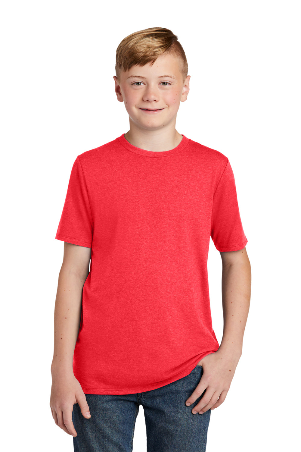 District DT130Y Youth Perfect Tri Short Sleeve Crewneck T-Shirt Red Frost Front