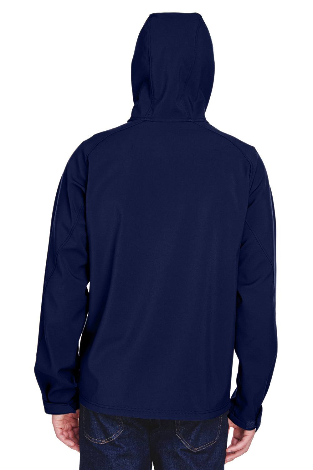 North End 88166 Mens Prospect Water Resistant Full Zip Hooded Jacket Navy Blue Back