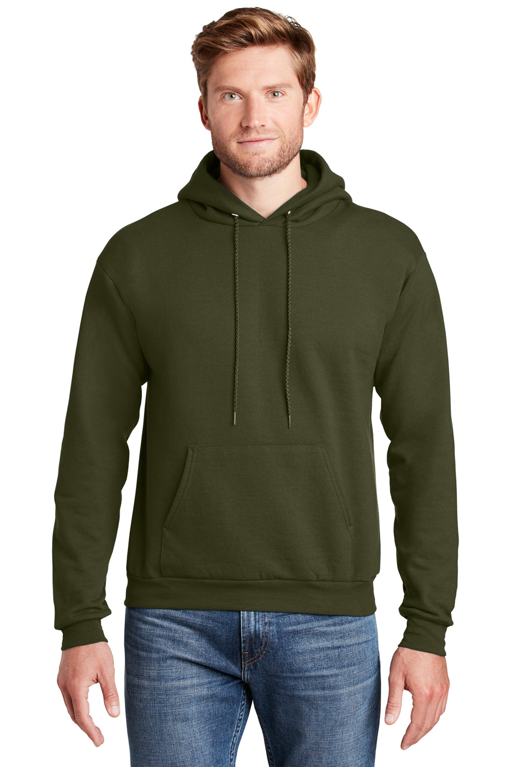 Hanes Men's Pullover Ecosmart Fleece Hooded Sweatshirt, Safety Orange, 3XL