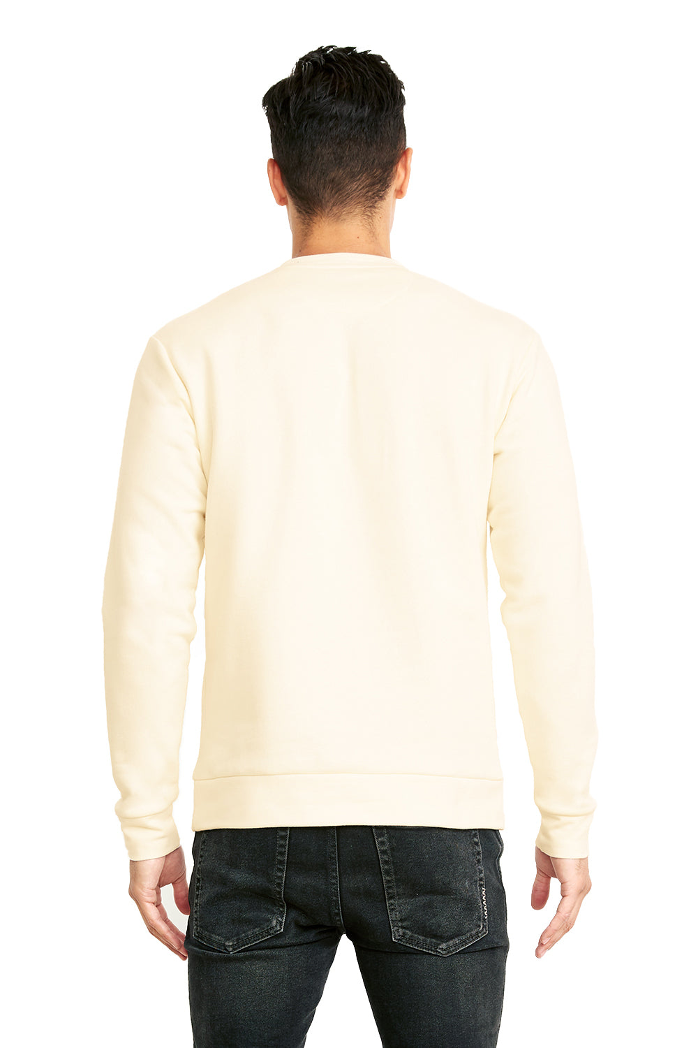 Next Level 9001 Mens Fleece Crewneck Sweatshirt Natural Back