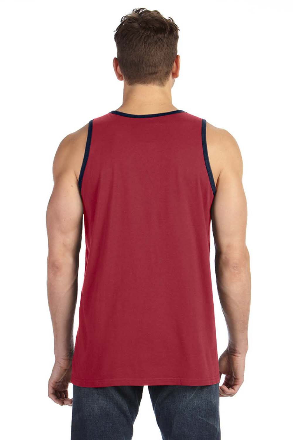 Anvil 986 Mens Independence Red/Navy Blue Tank Top —