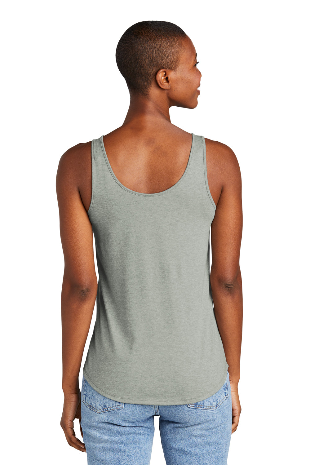 District DT151 Womens Perfect Tri Relaxed Tank Top Heather Grey Back