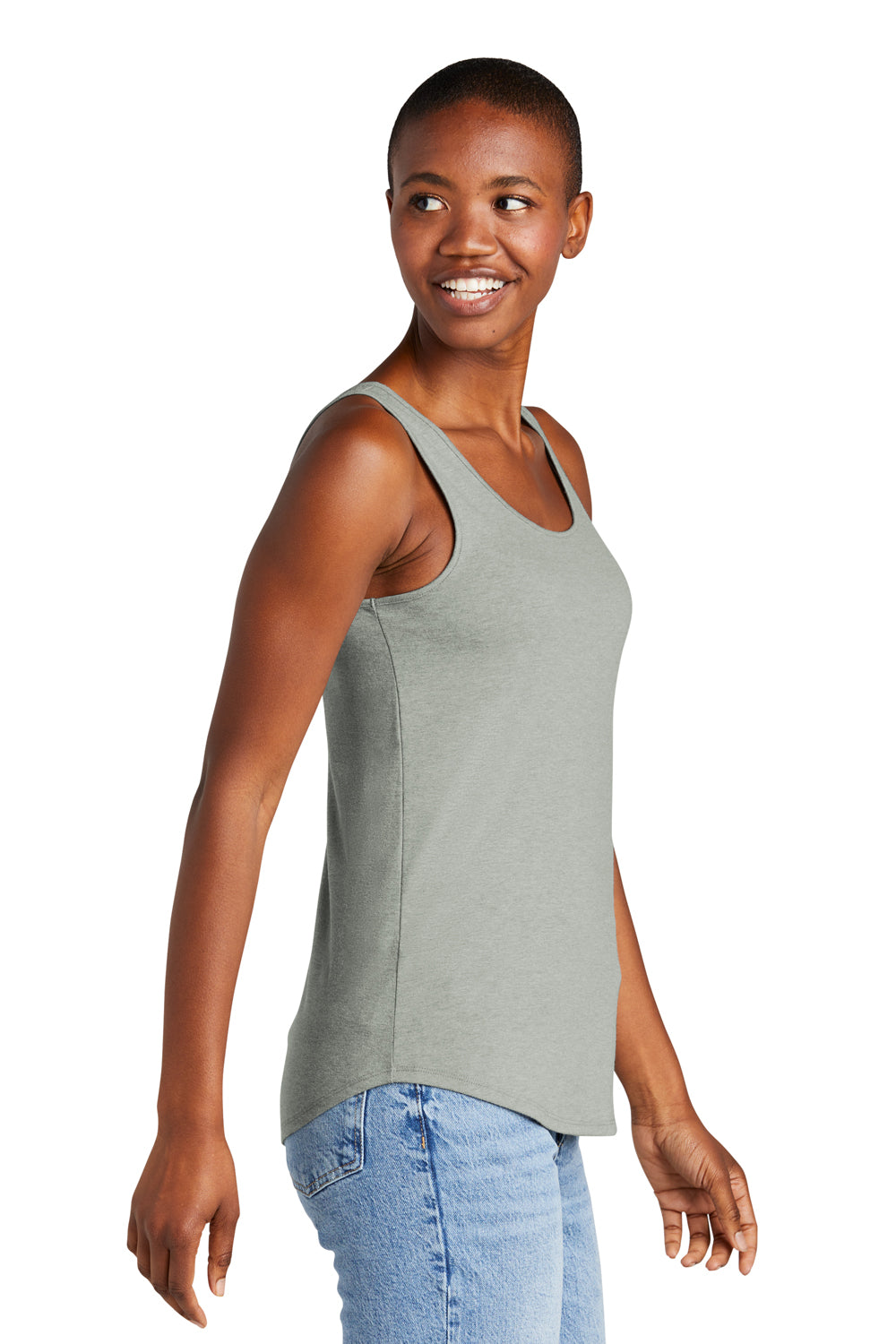 District DT151 Womens Perfect Tri Relaxed Tank Top Heather Grey Side