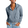 District Womens V.I.T. Fleece Full Zip Hooded Sweatshirt Hoodie - Heather Flint Blue