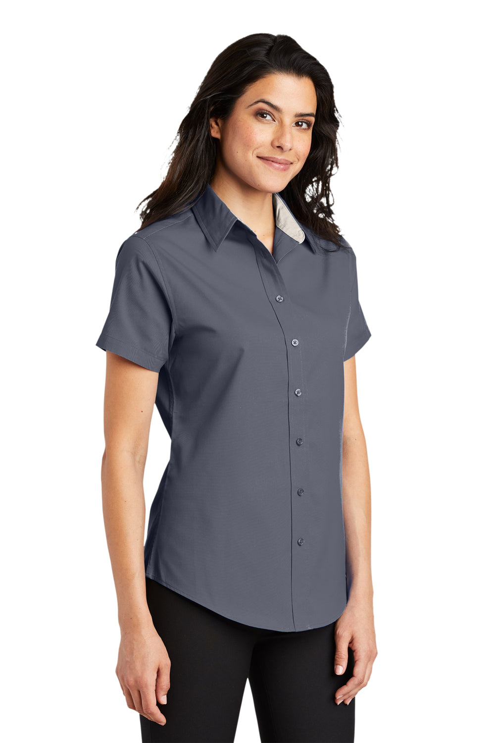 Port Authority L508 Womens Steel Grey Easy Care Wrinkle Resistant Short ...
