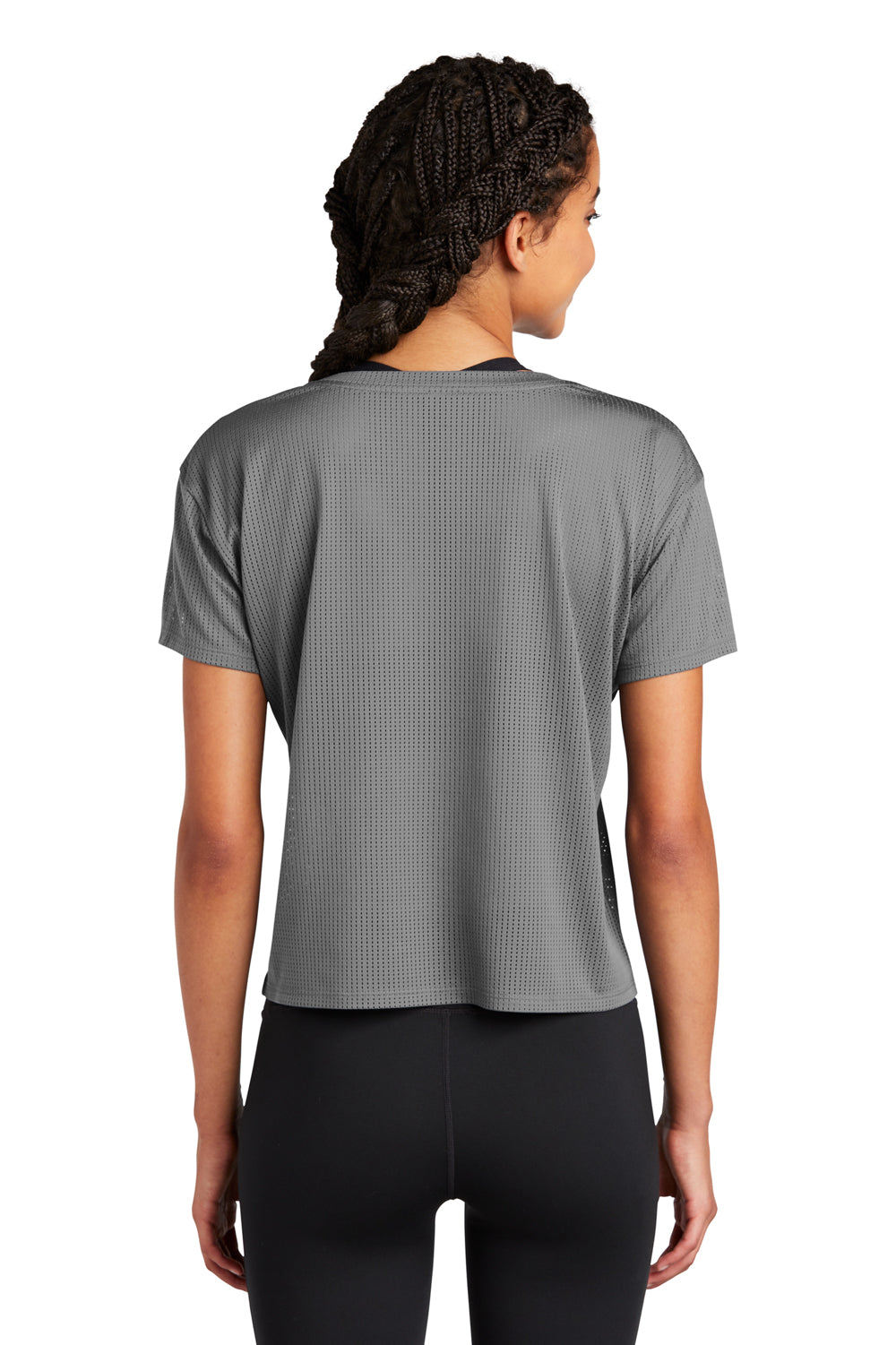 Sport-Tek Womens Draft Crop Short Sleeve Crewneck T-Shirt Dark Grey Side