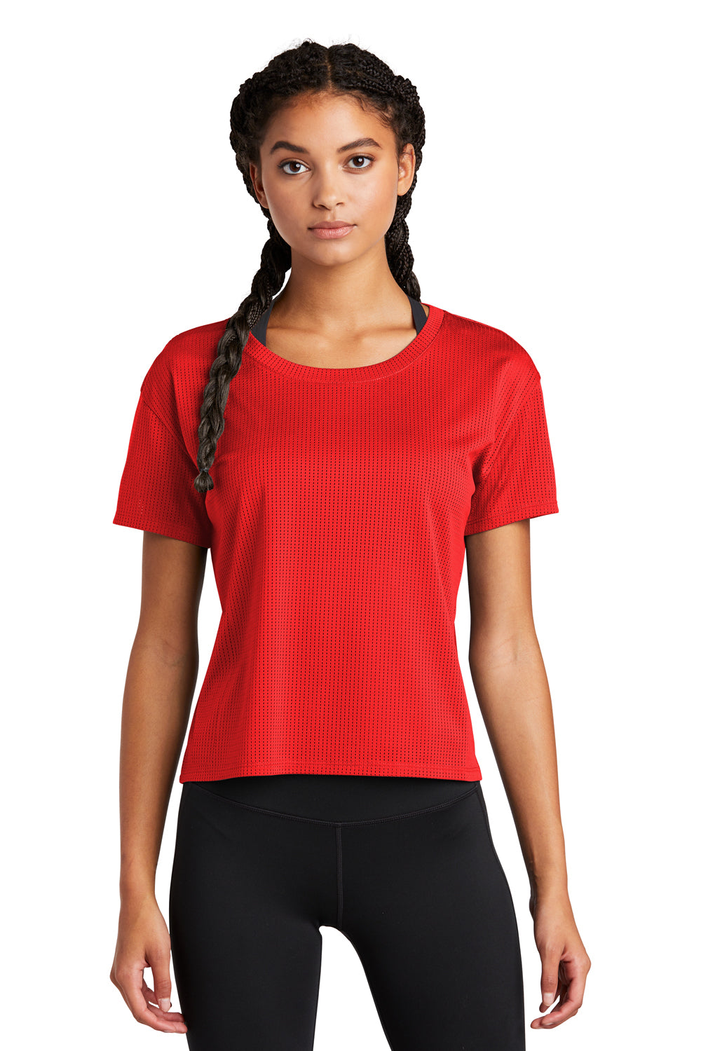 Sport-Tek Womens Draft Crop Short Sleeve Crewneck T-Shirt True Red Front