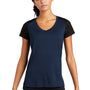 Sport-Tek Womens Endeavor Moisture Wicking Short Sleeve V-Neck T-Shirt - Heather Dark Royal Blue/Black