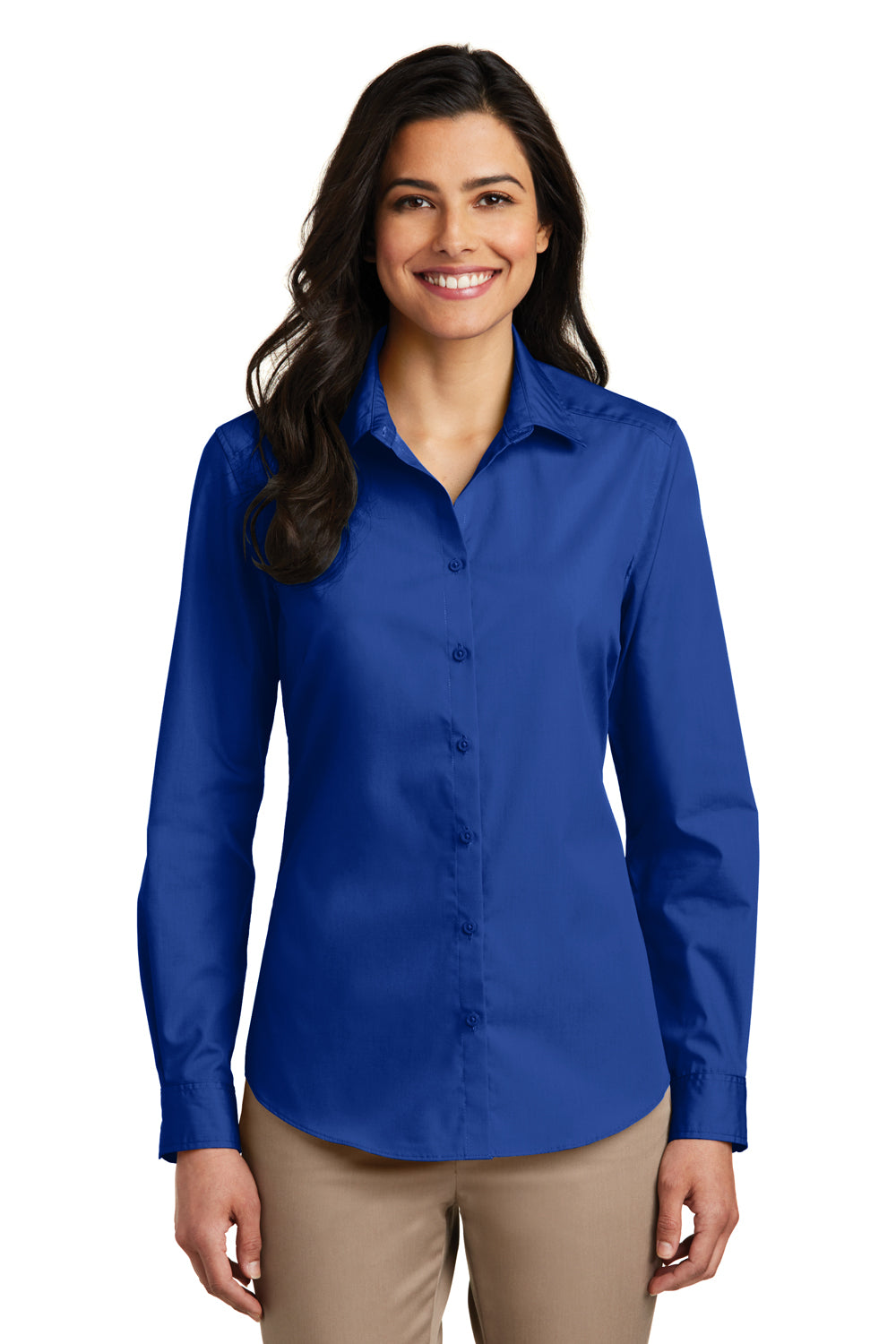 Port Authority Womens Carefree Stain Resistant Long Sleeve Button Down  Shirt - True Royal Blue