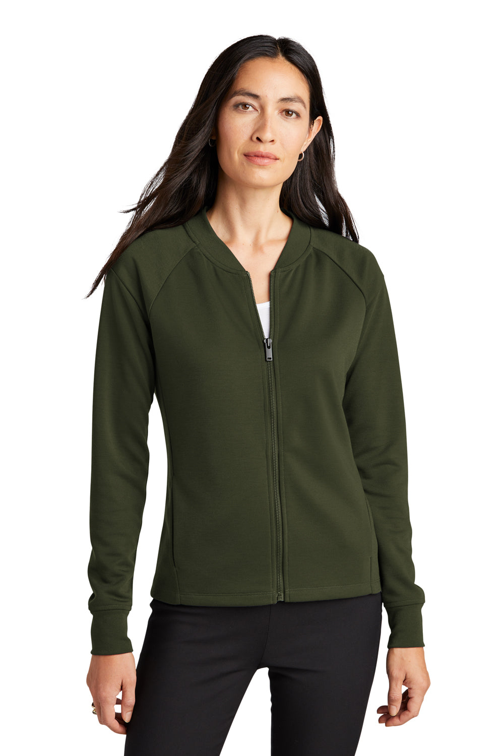 Mercer+Mettle MM3001 Double Knit Full Zip Bomber Jacket Townsend Green Front