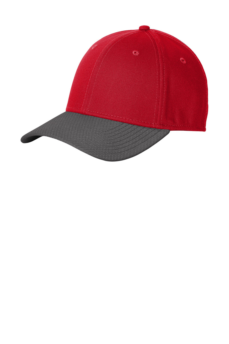 New Era NE1122 Mens Scarlet Red/Graphite Grey Moisture Wicking Striped  Stretch Fit Hat —