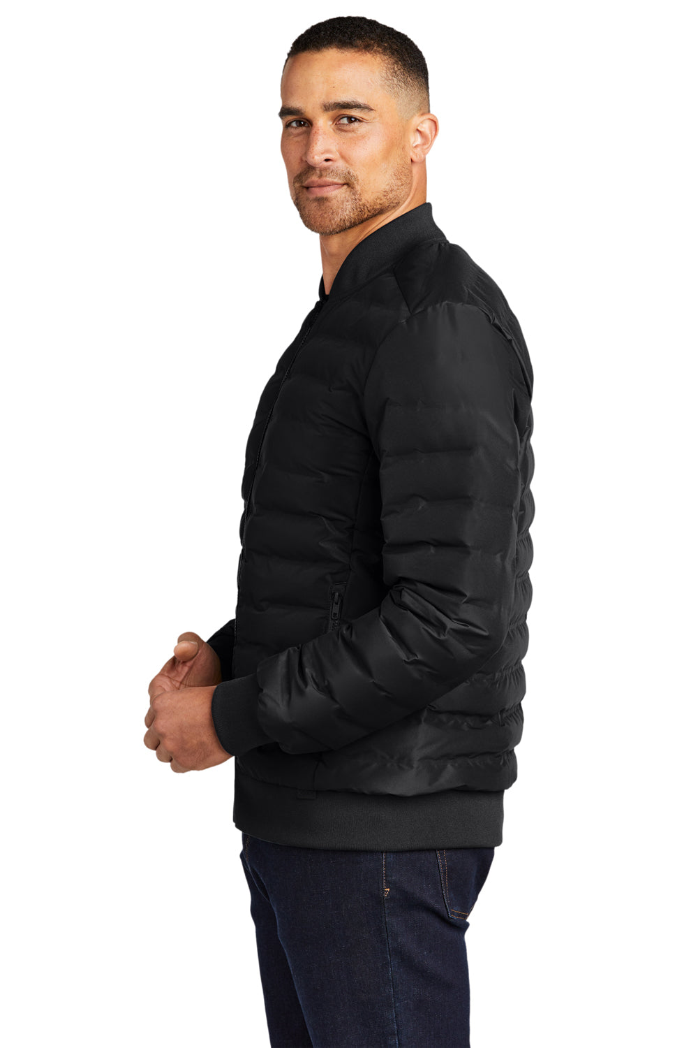 Ogio Mens Street Puffy Full Zip Jacket Blacktop Side