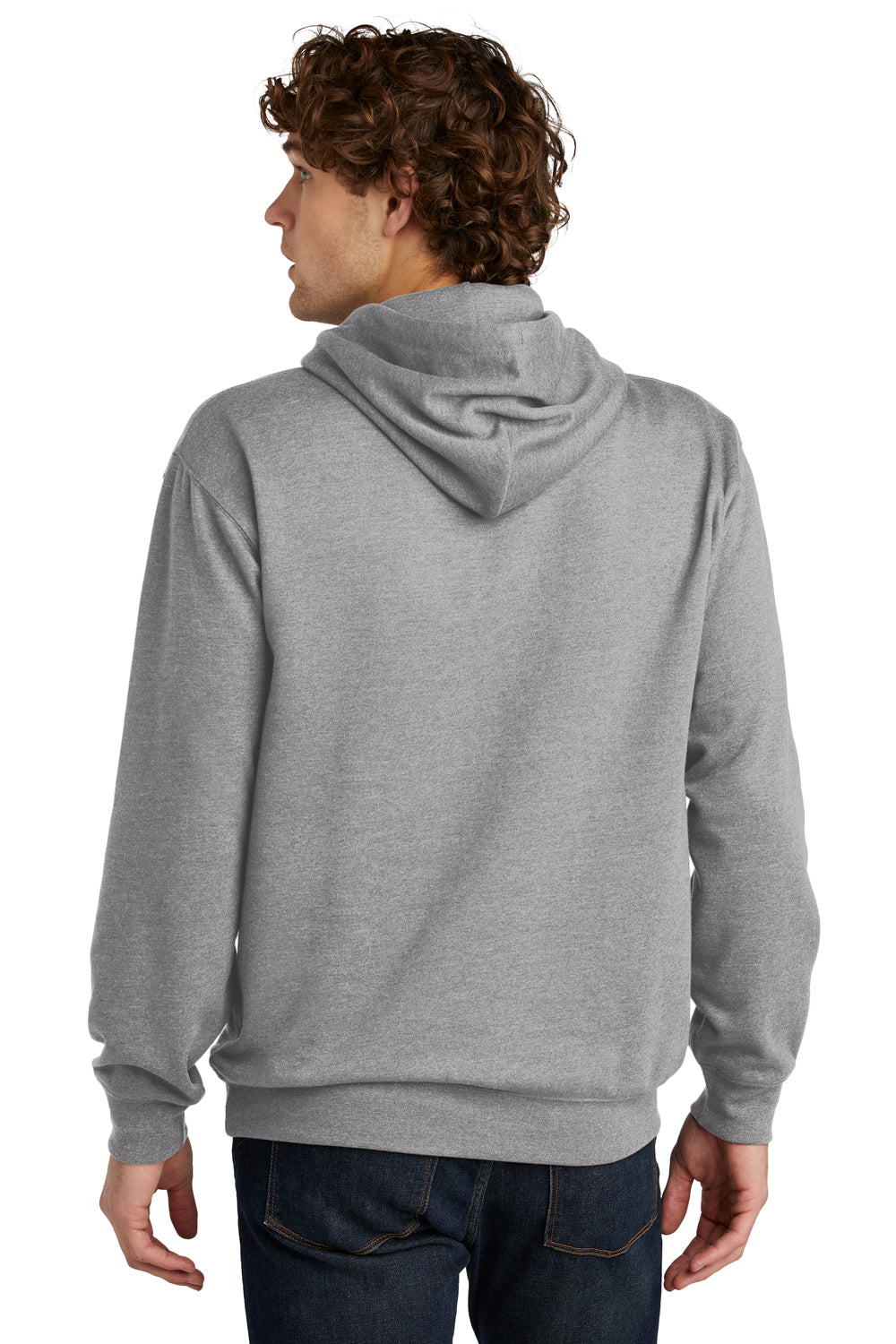 Port & Company PC79H Mens Fleece Hooded Sweatshirt Hoodie Heather Grey Back