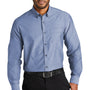 Port Authority Mens Chambray Easy Care Long Sleeve Button Down Shirt w/ Pocket - Moonlight Blue