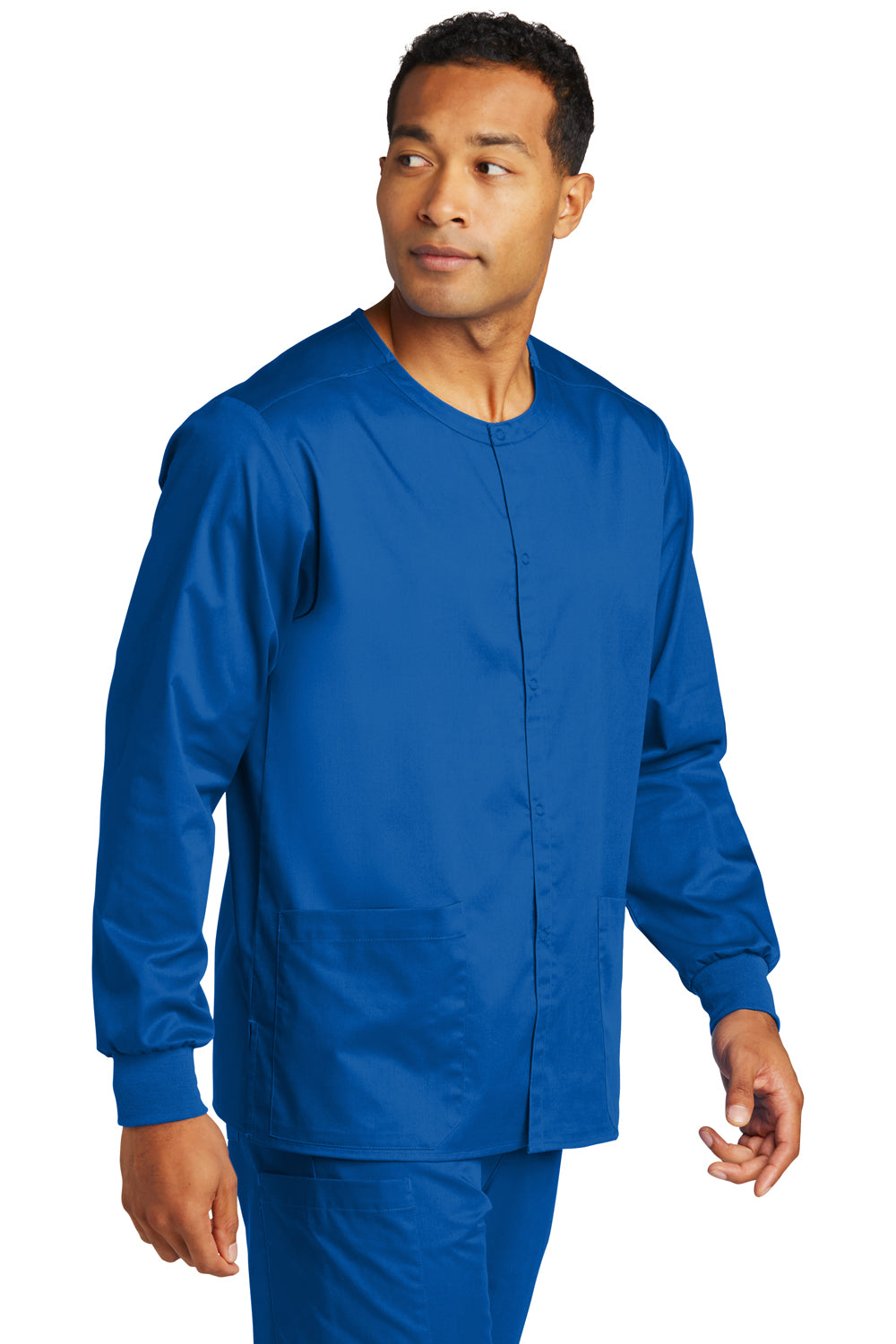 Wonderwink WW3080 WorkFlex Snap Front Scrub Jacket Royal Blue 3Q