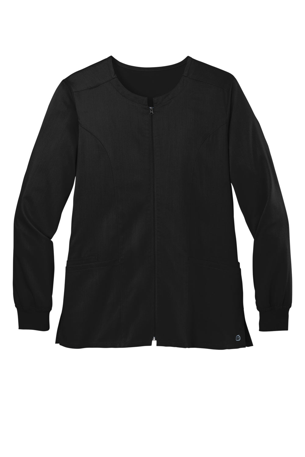 Wonderwink WW4088 Premiere Flex Full Zip Scrub Jacket Black Flat Front