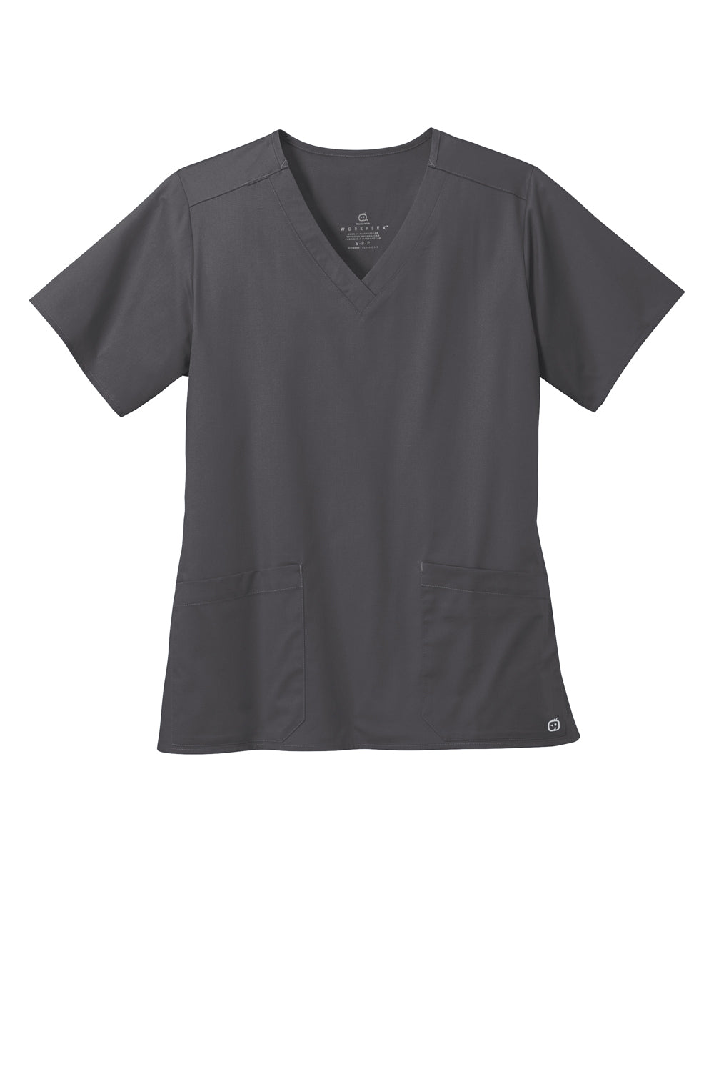 Wonderwink WW4560 WorkFlex Short Sleeve V-Neck Shirt Pewter Grey Flat Front