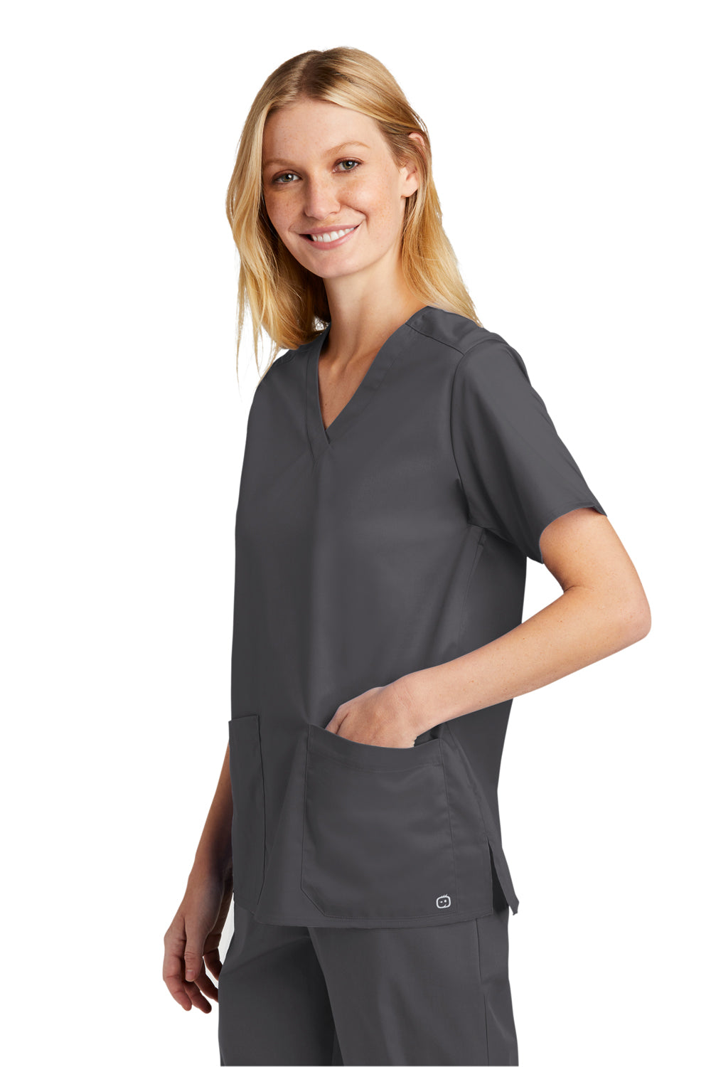 Wonderwink WW4560 WorkFlex Short Sleeve V-Neck Shirt Pewter Grey 3Q