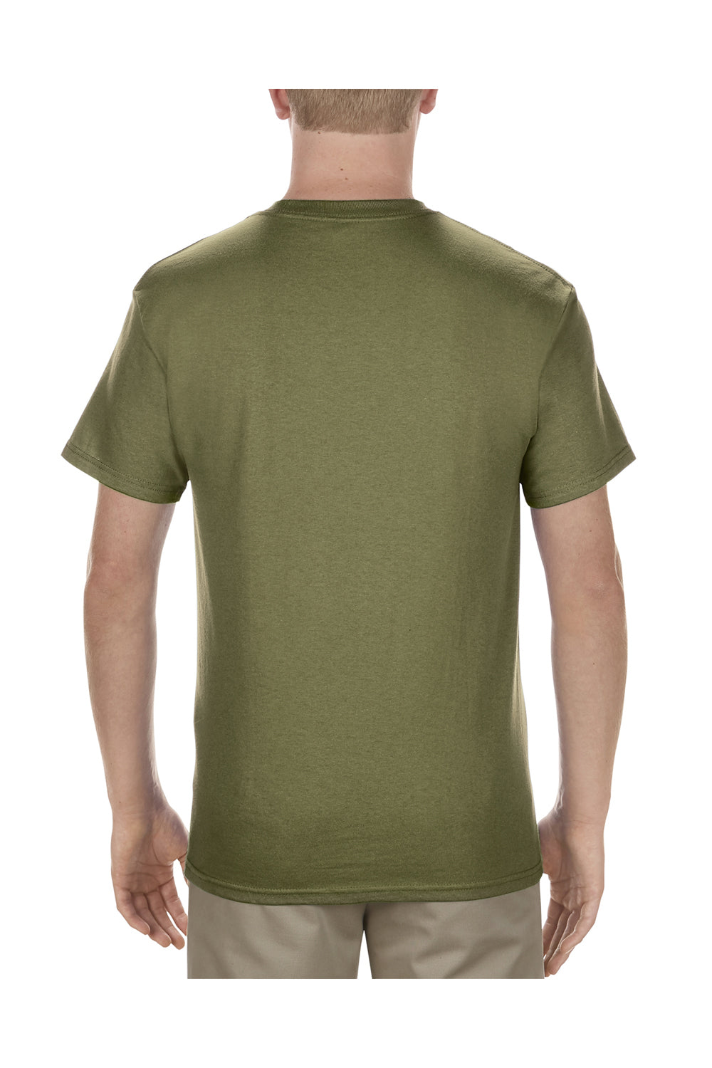 Alstyle AL1901 Mens Short Sleeve Crewneck T-Shirt Military Green Back