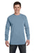 Comfort Colors C6014 Mens Long Sleeve Crewneck T-Shirt Ice Blue Front