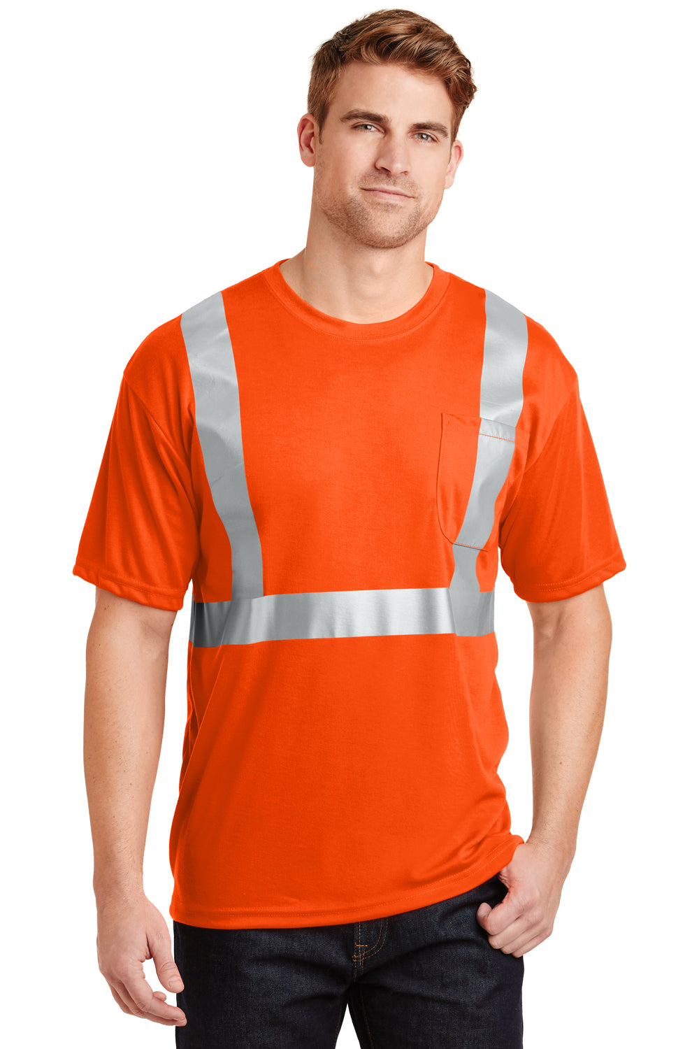 CornerStone CS401 Mens Safety Orange Moisture Wicking Short Sleeve